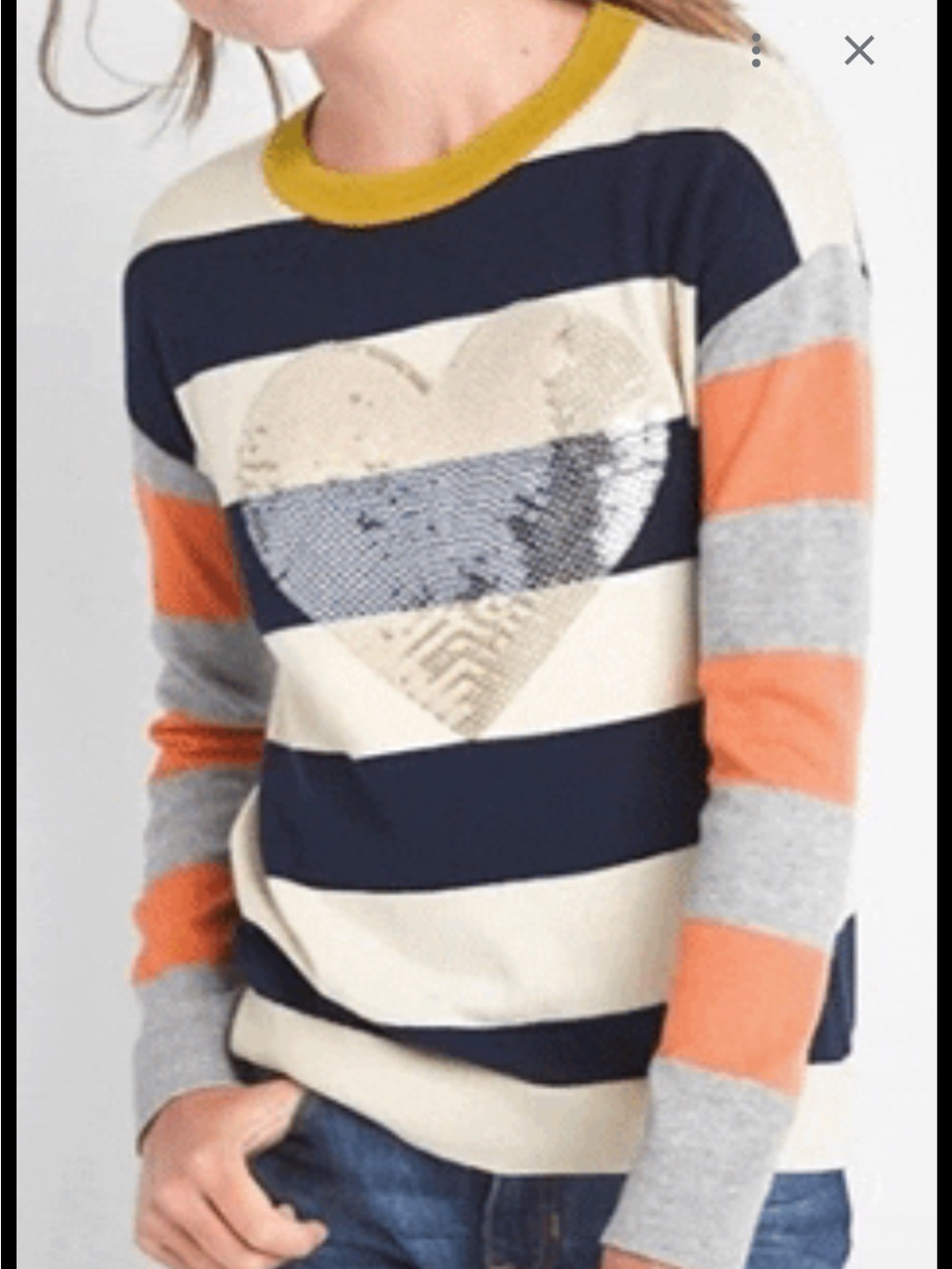 GAP Kids Girls Striped Heart Sweater L 10
